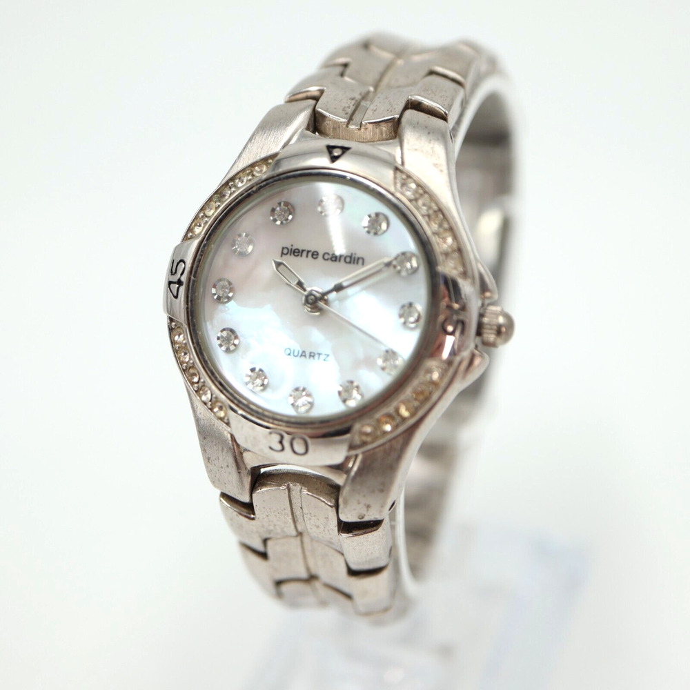 Pierre Cardin Womens 28mm MOP Dial Silver Tone Stainless Steel with New Battery